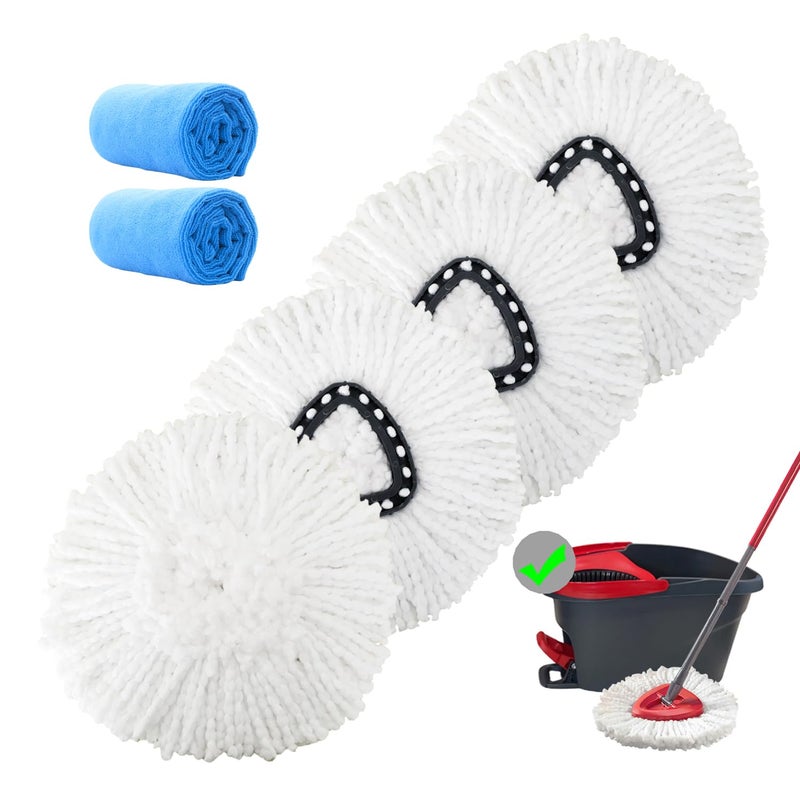 FAMEBIRD 4 Pack Mop Replacement Heads Compatible with 1 Tank System Microfiber Spin Mop Replace Head Mop Refills Safe for Deep Cleaning All Hard-surfaced Floors - Image 1